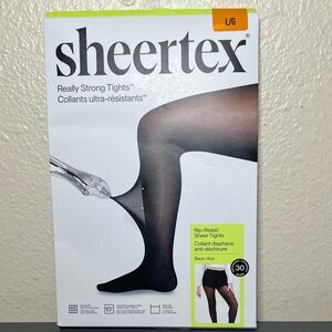 Sheertex NWT Shaping Semi-Sheer Rip Resist Tights Pantyhose- Black Large